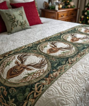 Knot Beast Quilted Bed Runner — Bold Celtic Knot Design, Heavy-Quilted Bed Scarf For Statement Bedrooms, Durable & Machine Washable