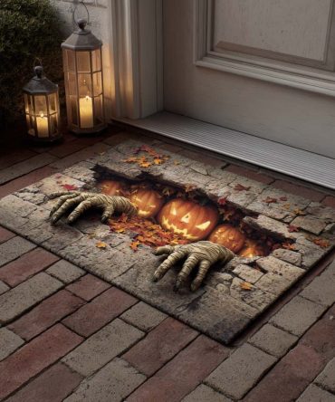 Enchanted Lantern Entrance Mat - Nightscape Illustration Outdoor/Indoor Doormat, Fade-Resistant, Durable Surface & Non-Slip Backing For Stylish Homes