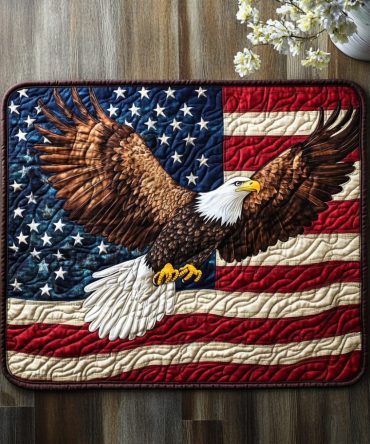 Liberty Eagle Quilted Placemats — Patriotic Table Set Accent, Quilted Protection, Machine-Washable & Durable Americana Decor