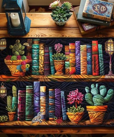 Literary Oasis Quilted Placemat — Bookish Design Cotton Table Mat for Readers, Cozy Library Aesthetic, Durable & Machine Washable