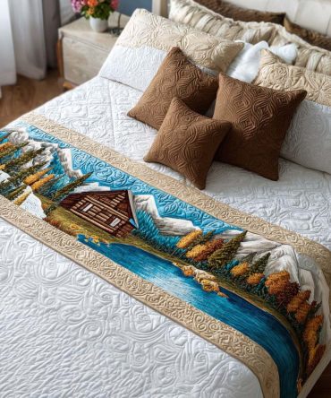 Lodge Dreams Quilted Bed Runner - Cozy Cabin Bedroom Accent With Classic Plaid & Warm Tones, Soft Cotton-Blend Layering Throw - Easy-Care