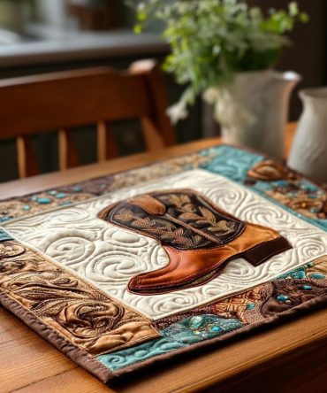 Western Lone Rider Quilted Table Placemat - Rustic Cowboy Decor for Farmhouse Dining, Durable Cotton, Machine Washable