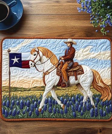 Lone Star Rider Quilted Placemat — Western-Inspired Washable Dining Mat with Rustic Charm, Durable Table Protection for Everyday Meals