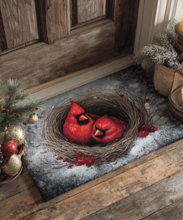 Love Nest Heart Doormat - Romantic Welcome Mat For Couples' Home, Cozy Indoor/Outdoor Coir Rug, Machine Cleanable Look & Non-Slip Backing