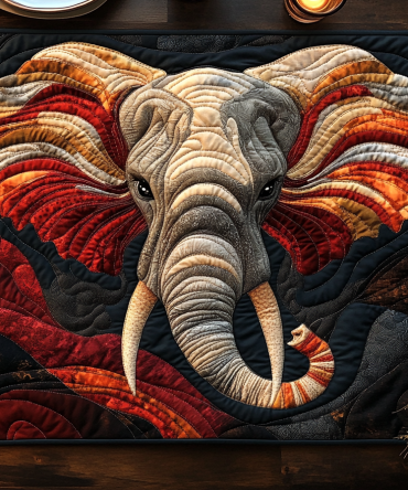 Majestic Tuskers Premium Quilted Placemat — Elegant Elephant-Themed Table Accent for Sophisticated Dining & Gift Giving