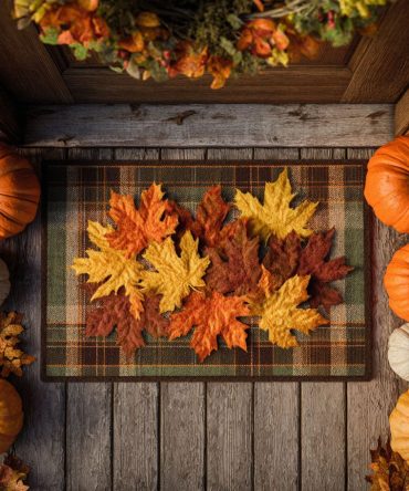 Autumn Maple Charm Doormat - Fall Leaves Front Door Mat, Premium Coir Welcome Rug For Porch, Indoor/Outdoor, Fade-Resistant Print
