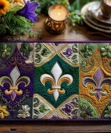 Mardi Fleur Mist Quilted Placemat — Floral Festival Table Mat with Soft Mist Tones, Quilted Protection for Festive & Everyday Dining, Easy Care