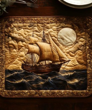 Coastal Quilted Placemat — Nautical Maritime Print Table Decor, Heat-Protective & Machine-Washable Dining Accent For Sea-Themed Homes