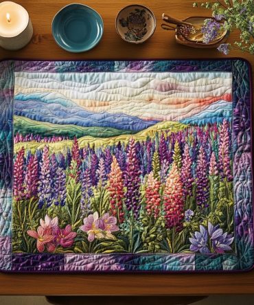 Meadow Bloom Quilted Placemat — Fresh Wildflower Dining Table Mat, Cottagecore & Farmhouse Style Table Decor, Durable & Machine-Washable