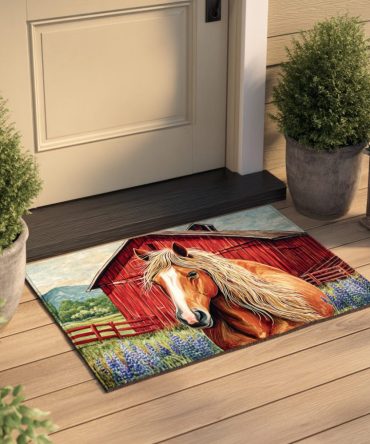 Meadow Rider Horse Doormat - Rustic Equestrian Welcome Mat For Front Door, Durable Outdoor/Indoor Non-Slip Entry Rug