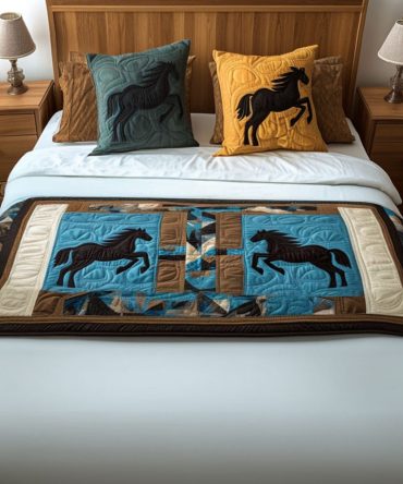 Mesa Wind Quilted Bed Runner - Handcrafted Southwest Accent For Bed & Sofa , Durable Cotton Blend, Reversible, Easy Care