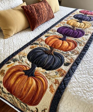 Midnight Charm Quilted Bed Runner - Elegant Dark-Hued Accent Throw For Bed & Sofa , Luxe Cotton, Reversible, Machine Washable