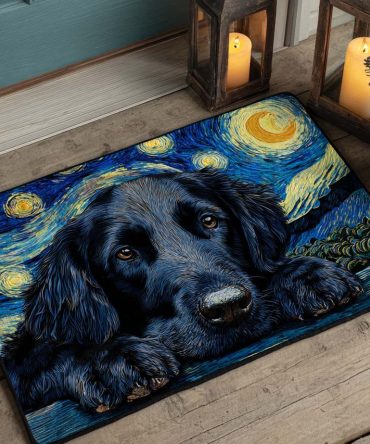 Midnight Golden Elegance Door Mat — Sleek Black & Gold Welcome Rug For Contemporary Entrances, Durable & Non-Skid Backing