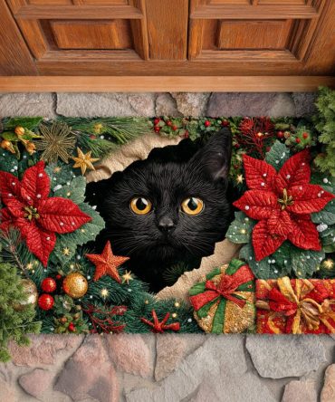 Midnight Noel Holiday Welcome Mat — Elegant Dark Christmas Doormat With 'Noel' Script, Perfect Front Door Accent For Seasonal Decorating