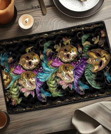 Feather Flourish Quilted Table Placemat — Soft Textured Dining Mat with Elegant Feather Motif, Durable Quilting & Easy Machine Care