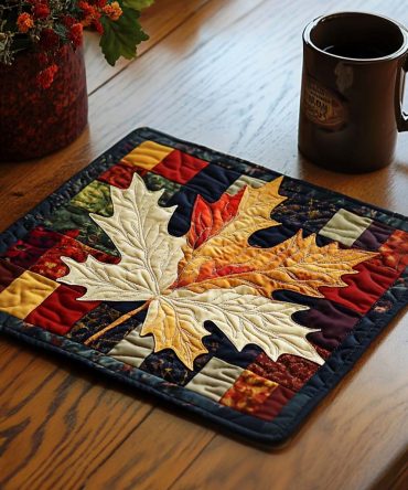 Morning Blaze Quilted Placemat - Sunrise Quilted Cotton-Blend Dining Mat, Heat & Spill Resistant, Quick-Care Machine Washable, Bold Accent