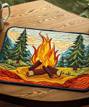 Morning Campsite Quilted Placemat — Sunrise-Inspired Table Accent for Breakfast & Brunch, Durable Quilted Placemat, Easy Care, Outdoor Friendly