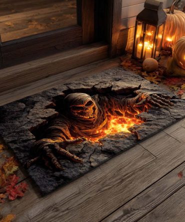 Spooky Mummy Halloween Doormat — High-Impact Horror Welcome Mat For Halloween Decor, Durable Outdoor/Indoor Non-Slip Mat
