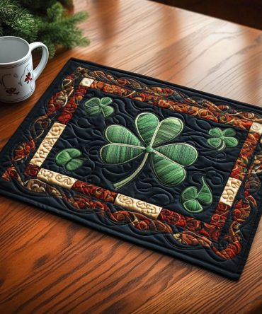 Mystic Clover Quilted Placemat - Lucky Green Clover Design Table Mat for St. Patrick's Decor & Everyday Charm