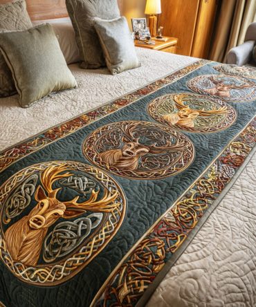 Elegant Mystic Crest Decorative Quilted Bed Runner — Premium Cotton-Blend, Reversible Hotel-Style Accent For King & Queen Beds