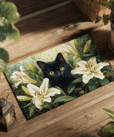Mystic Lily Decorative Coir Doormat - Elegant Floral Welcome Mat, Weather-Resistant, Non-Slip For Front Door & Indoor Entryways
