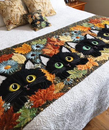 Mystic Path Quilted Bed Scarf — Elegant Geometric Bed Runner For Modern & Boho Bedrooms, Soft Insulated Cotton, Easy Care