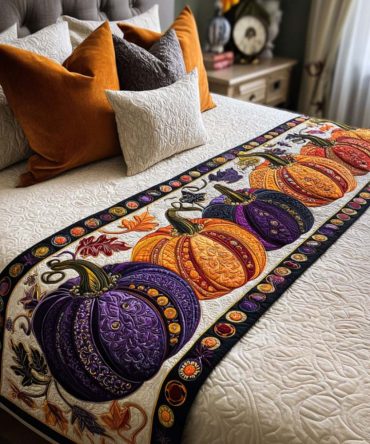 Mystic Shadows Quilted Bed Runner – Elegant Dark-Toned Bedding Accent, Modern Quilted Runner For Master & Guest Rooms, Sophisticated Home Styling