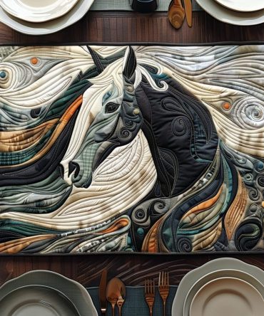 Mythical Horse Quilted Placemat — Elegant Unicorn-Inspired Table Protector, Premium Quilted Cotton for Magical Dining Moments