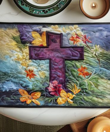 Easter Blessings Quilted Placemat — Elegant Spring Table Accent With Pastel Embroidery, Soft Cotton, Machine-Washable & Ready-To-Gift