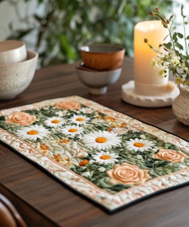 Whimsical Daisy Quilted Dining Placemat — Cheerful Floral Table Protector, Brighten Your Kitchen & Everyday Entertaining Accent