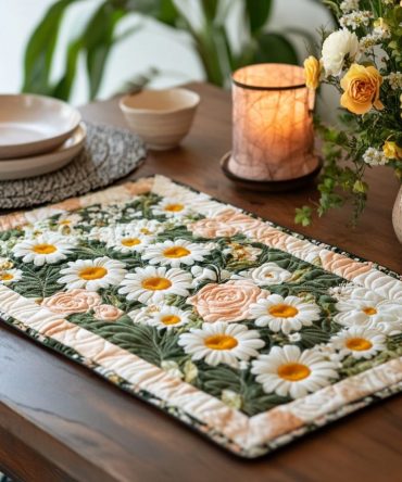 Garden Floral Breeze Quilted Table Placemat — Elegant Botanical Dining Protector, Soft Quilted Kitchen Accent for Home & Entertaining
