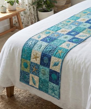 Nantucket Cove Quilted Bed Runner — Cape-Style Nautical Bedding Accent, Quilted Cotton-Blend Throw For Beach Houses & Coastal Bedrooms, Machine Washable