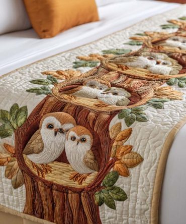 Elegant Nest Whispers Quilted Bed Runner – Soft Reversible Accent Scarf For Bed, Sofa & Bench , Modern Boho Bedding