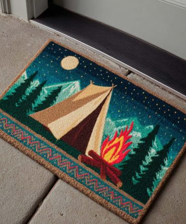 Night Camp Welcome Mat - Starry Campsite Doormat, Durable Outdoor Non-Slip Porch Rug For Campers, Cozy Adventure Entryway Decor, Shop Now