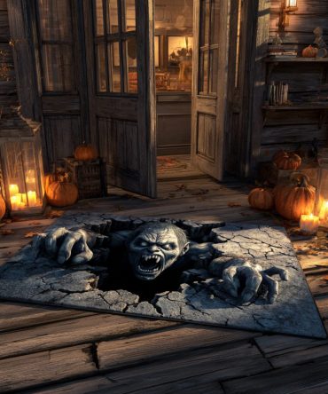 Night Zombie Rising Halloween Doormat – Spooky Outdoor/Indoor Welcome Mat, Heavy-Duty Non-Slip Entrance Rug For Haunted Decor