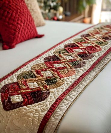 North Pole Glow Quilted Bed Scarf — Cozy Arctic-Themed Holiday Bed Runner For Warm Winter Bedding & Seasonal Glow