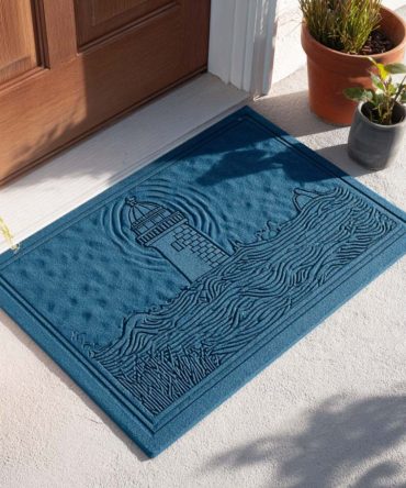 North Star Nautical Welcome Mat — Heavy-Duty Coir Doormat With Reflective Lighthouse Accent, Weatherproof, Non-Slip Backing