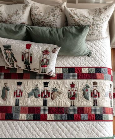 Nutcracker Magic Quilted Christmas Bed Runner — Festive Nutcracker Bed Scarf For Holiday Bedroom Decor, Quilted Accent, Easy-Care