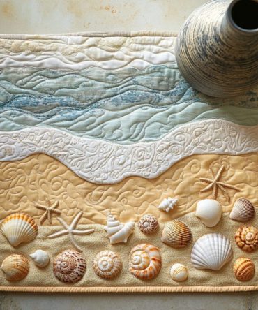 Ocean Breeze Quilted Table Placemat — Coastal Washable Dining Mat with Soothing Blue Tones, Cushioned Surface Protection & Easy-Care Design