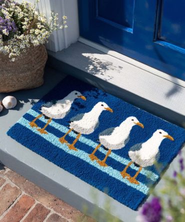 Ocean Soarer Coastal Doormat — Durable Natural Coir Rug For Beach Houses, Stain-Resistant Print, Secure Non-Slip Backing