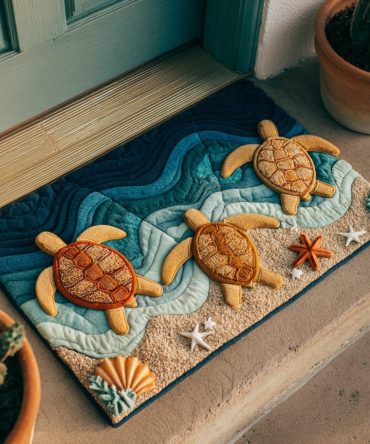 Ocean Turtle Coastal Doormat — Sea Turtle Welcome Rug For Beach Homes, Durable Water-Resistant Outdoor/Indoor Mat, Non-Slip Mold-Resistant Surface