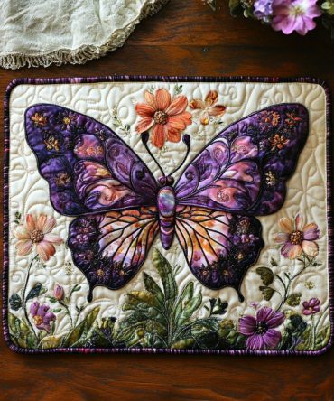 Papillon Charm Quilted Placemat — Elegant Butterfly Motif Table Placemat, Reversible, Soft Quilted Cotton, Heat-Resistant Padding, Machine-Washable