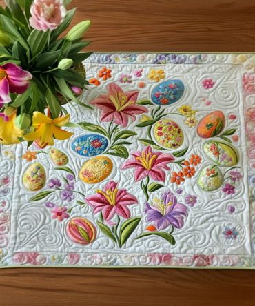 Pastel Patchwork Parade Quilted Placemat — Colorful Patchwork Table Mat, Soft Quilted Cotton Blend, Brighten Dining with Subtle Vintage Charm