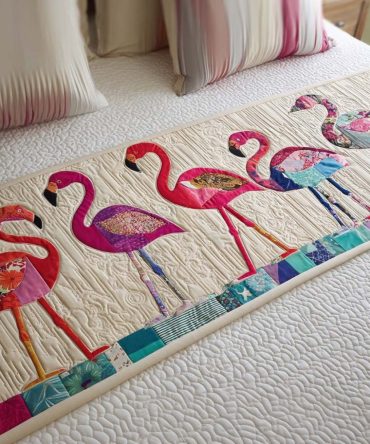 Vintage Patchwork Quilted Bed Runner — Mixed Patch Design Bed Scarf, Boho Chic Accent For Layered Bedding & Guest Rooms