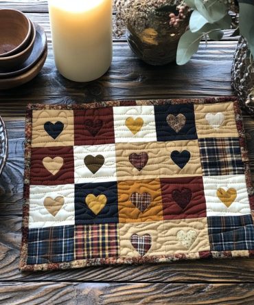 Patchwork Joy Quilted Placemat — Eco-Friendly Cotton Patch Table Mat, Textured Design, Machine Washable & Durable
