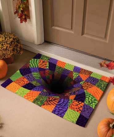 Patchwork Void Statement Welcome Mat — Abstract Patchwork Porch Doormat, Heavy-Duty Weatherproof Entry Rug For Modern & Gothic Vibes