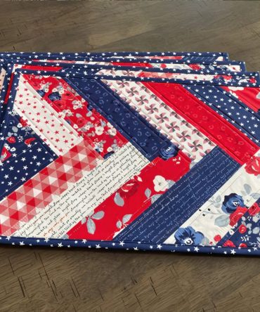 Patriotic Patchwork Quilted Placemat — Red, White & Blue Patchwork Table Mat for 4th of July, Holiday Entertaining, Durable Cotton