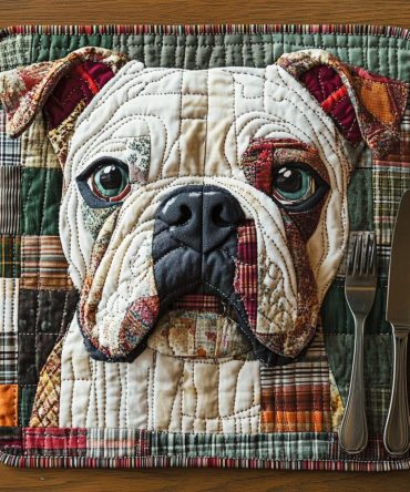 Paws & Wrinkles charming quilted table placemat — washable, durable pet-themed dining mat with non-slip backing for kitchen, messy-proof design