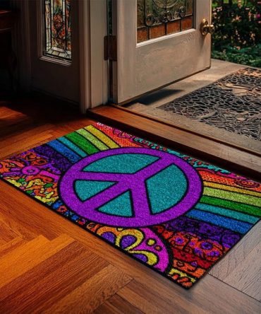 Peace Glow Serene Welcome Mat — Tranquil Entryway Rug, Durable Indoor/Outdoor, Non-Slip Backing, Soft Modern Home & Porch Accent