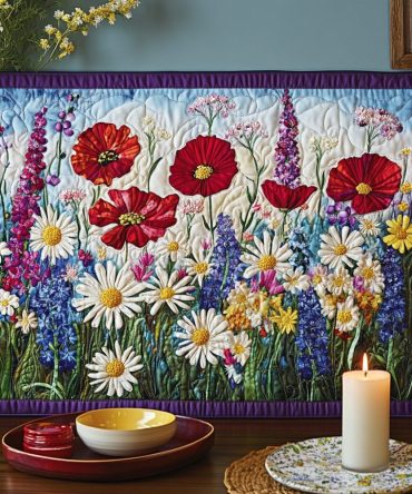 Petal Path Quilted Placemat - Floral Garden Table Accent, Soft Cotton Quilting, Stain-Resistant, Easy Machine Care